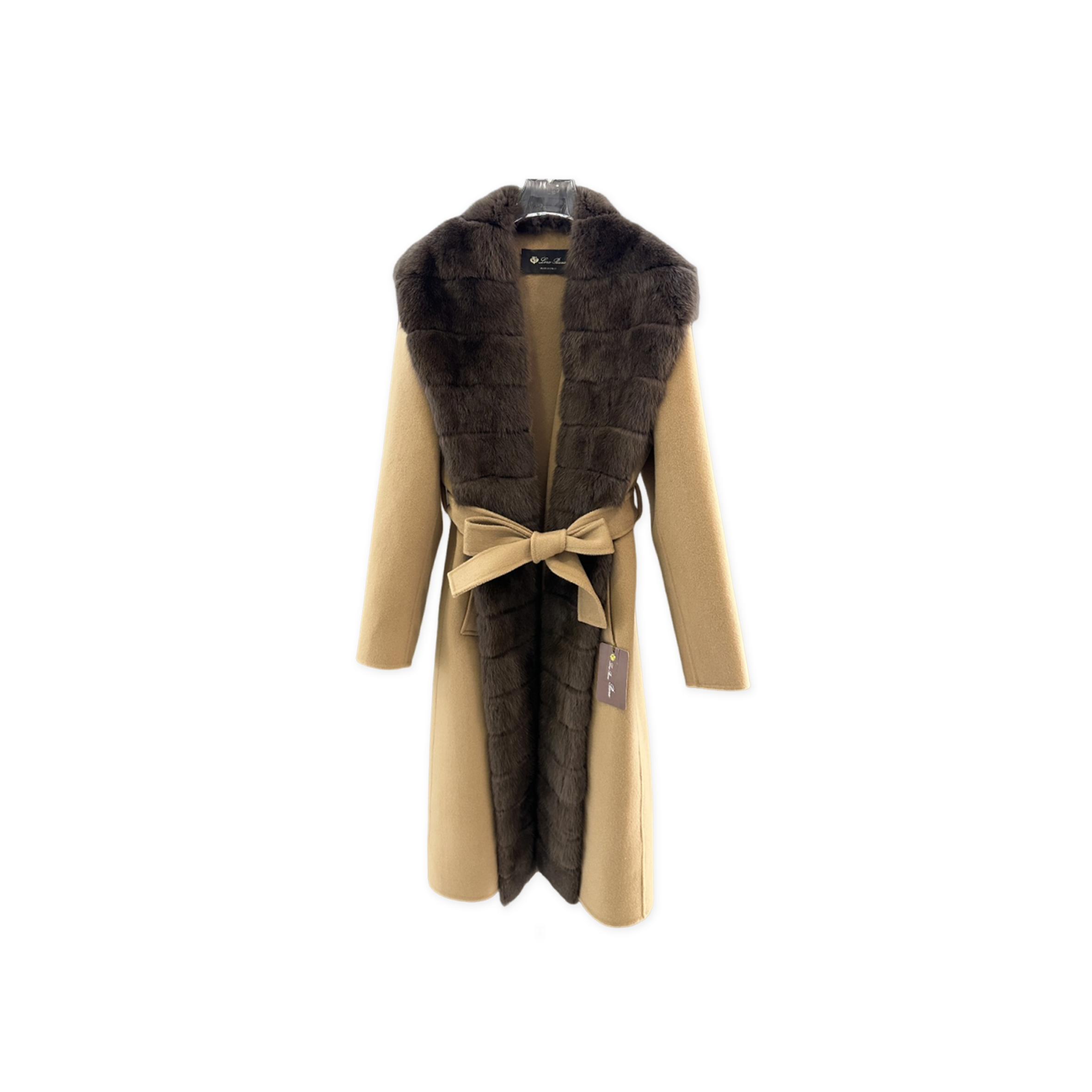 LORO PIANA MINK FUR COLLAR CASHMERE COAT